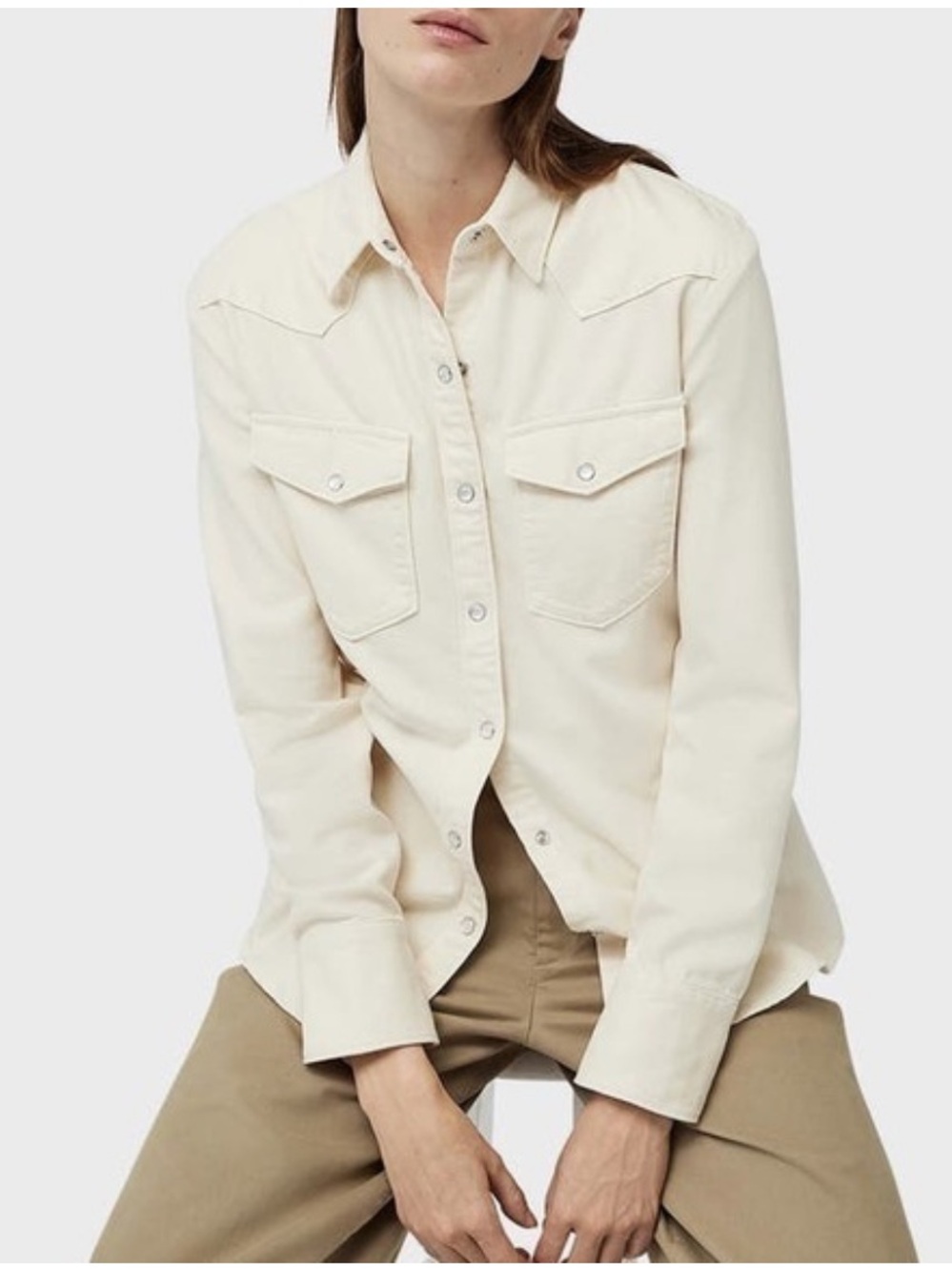 Rag & Bone Wyatt Western Denim Shirt With Pearl Snap Buttons Small